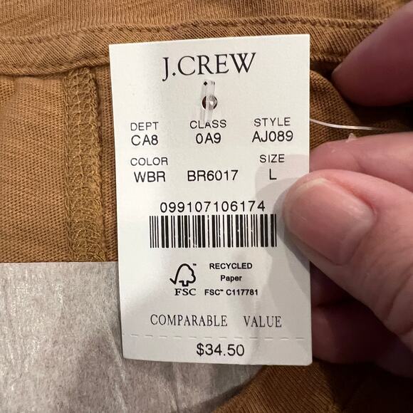 NWT J. Crew Warm Brandy Brown Girlfriend Crewneck Tee - SIZE XL - Picture 9 of 12